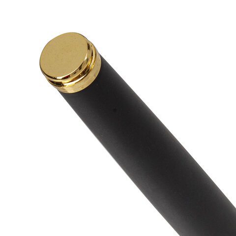 Ручка подарочная перьевая BRAUBERG Maestro, СИНЯЯ, корпус черный с золотистыми деталями, линия письма 0.25 мм