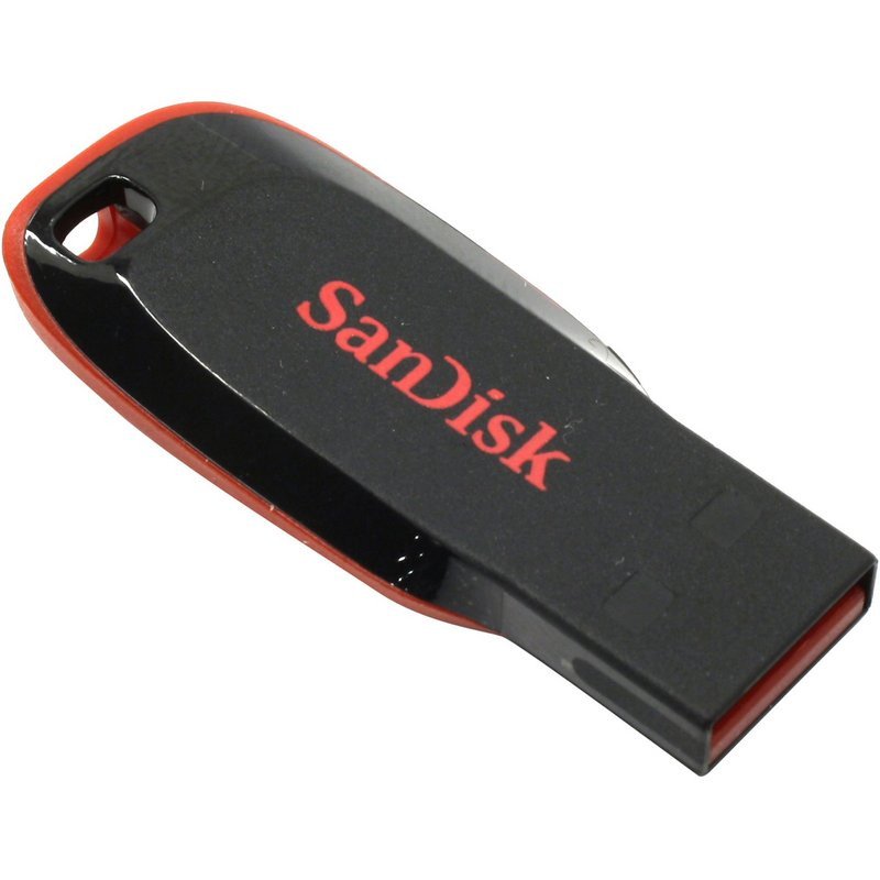 Флэш-диск SANDISK, 32 GB, Cruzer Blade USB 2.0, скорость чтения/ записи - 26/18 Мб/сек. 