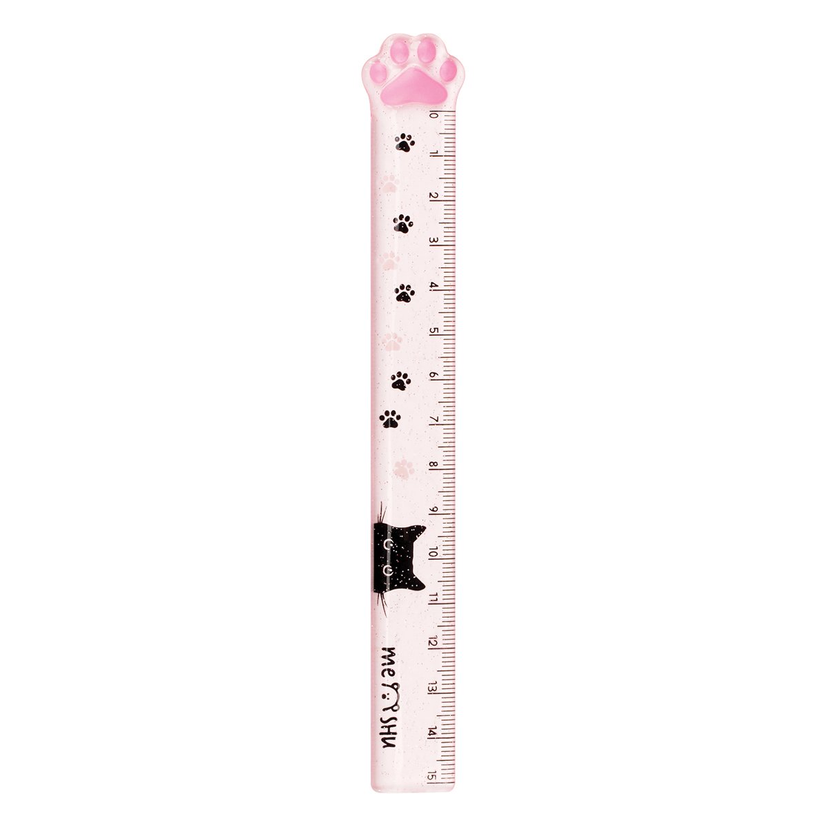 Линейка 15см MESHU «Paw», пластиковая, тонированная, с блестками, европодвес