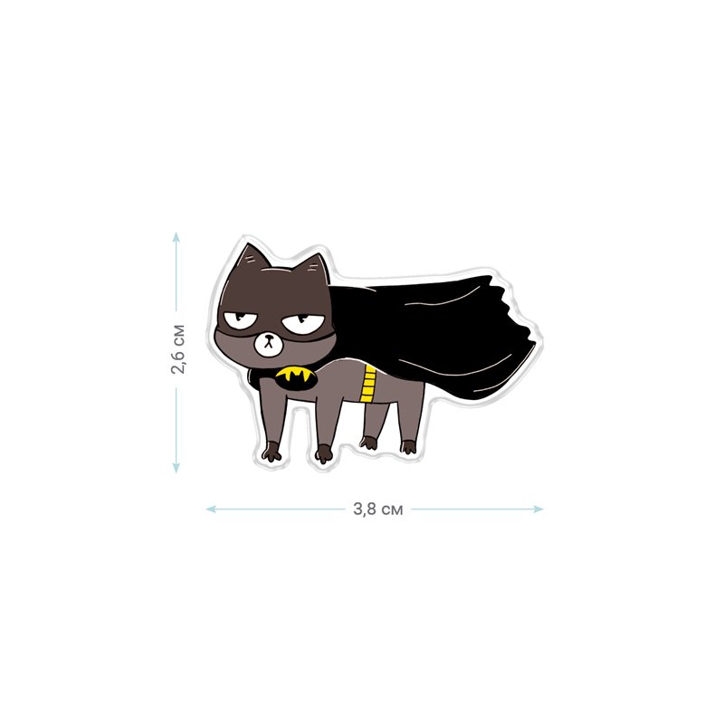 Значок акриловый MESHU «Batcat», прямая УФ-печать, 3.8×2.6см