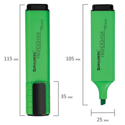 Текстовыделитель BRAUBERG «ORIGINAL NEON», ЗЕЛЕНЫЙ, линия письма 1-5 мм