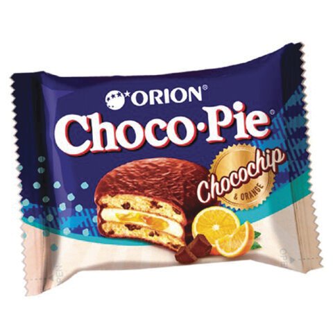Пирожное Orion Choco Pie Chocochip с апельсином и кусочками шоколада 360 г (12 штук в упаковке)