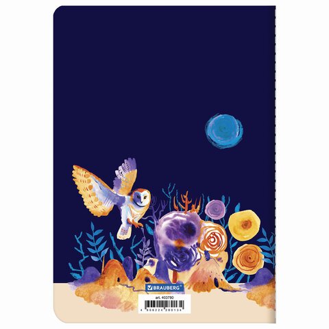 Тетрадь 40 л. в клетку обложка SoftTouch, бежевая бумага 70 г/м2, сшивка, А5 (147×210 мм), СОВЫ, BRAUBERG
