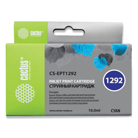 превью Картридж струйный CACTUS (CS-EPT1292) для EPSON Stylus B42WD/BX305W/BX625WD, голубой
