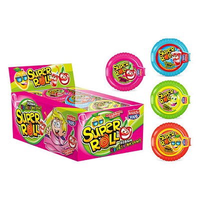 Жевательная резинка SUPER ROLL ассорти, 10 г, КАНДИ КЛАБ
