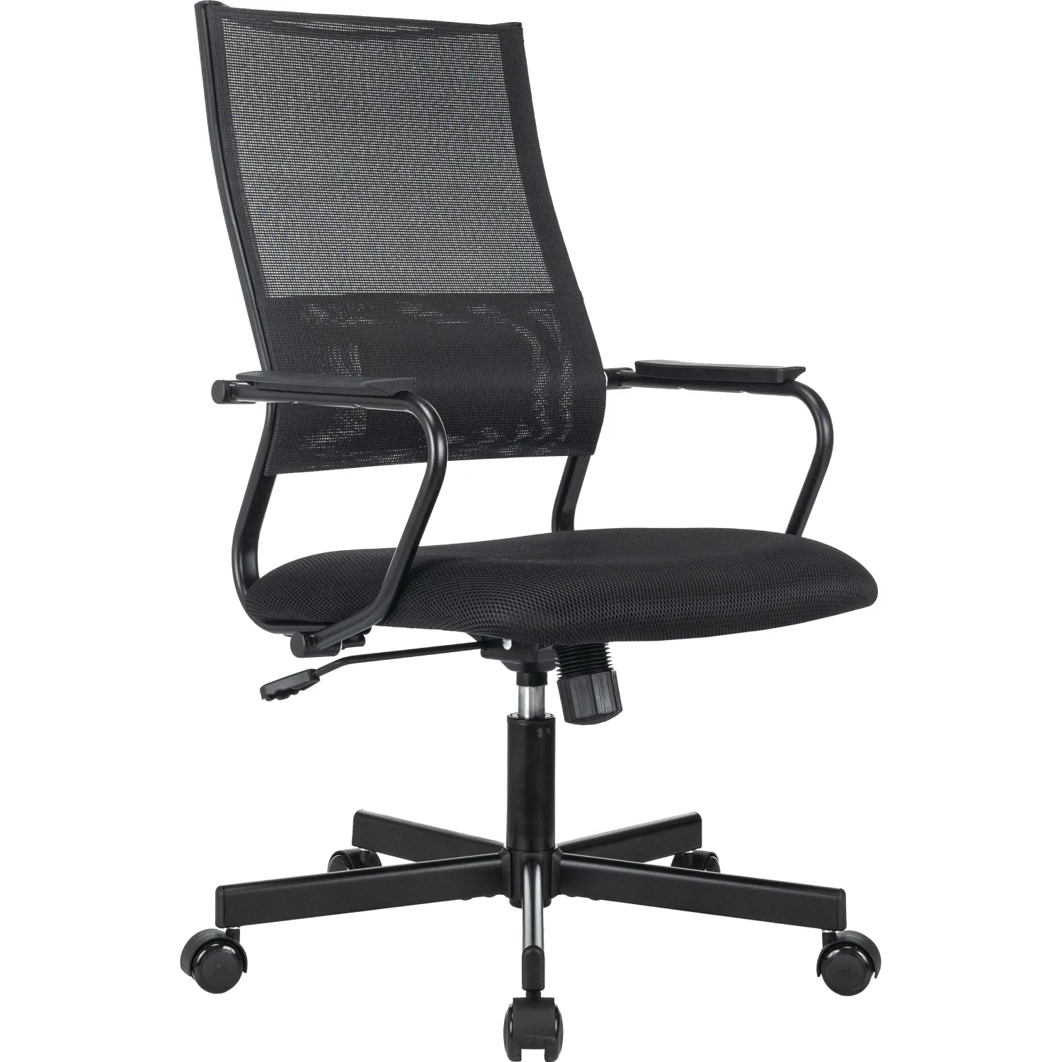 Кресло для руководителя Комус Мебель (Easy Chair) 567 чёрное (ткань/сетка, металл)