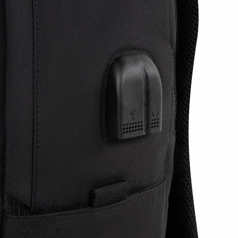 Рюкзак HEIKKI ACTIVE (ХЕЙКИ) универсальный, отделение для ноутбука, USB-порт, черный, 44×31х14 см