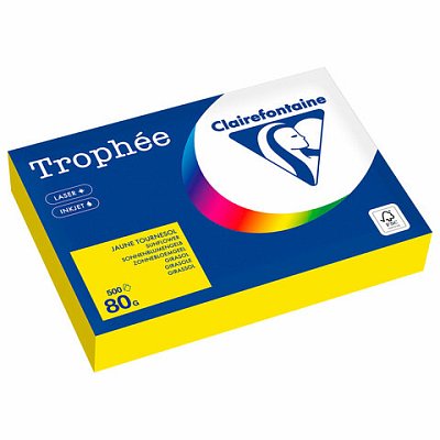 Бумага цветная CLAIREFONTAINE, А4, 80 г/м2, 500 л., интенсив, солнечно-желтый, Франция