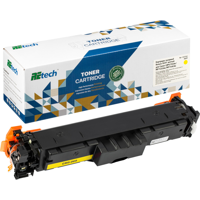 превью Картридж лазерный Retech 069Y жел. для Canon LBP673Cdw/MF752Cdw/MF754Cdw