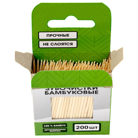 Зубочистки бамбуковые 200 шт. в коробке с подвесом, BOOMHOUSE (БУМХАУС)