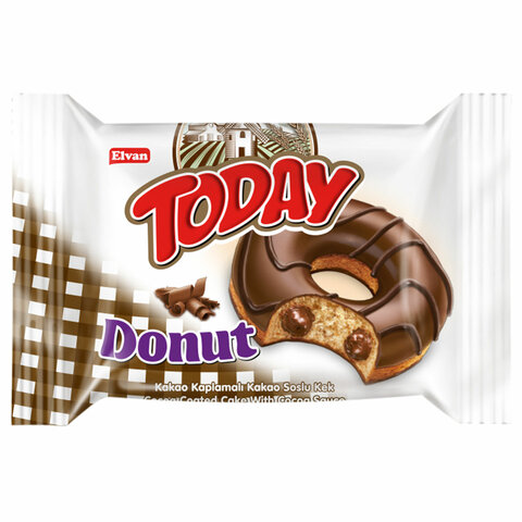 Кекс TODAY «Donut», со вкусом какао, ТУРЦИЯ, 24 штуки по 40 г в шоу-боксе