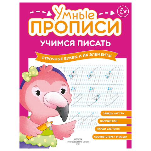 Прописи «Умные прописи, УЧИМСЯ ПИСАТЬ», 5+, КОМПЛЕКТ 4 шт., 32 стр., 170×220 мм, ПРОСВЕЩЕНИЕ, 0412-01