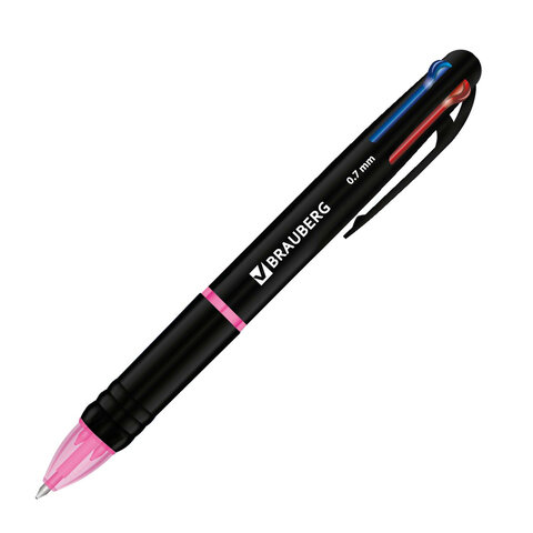 превью Ручка многоцветная шариковая автоматическая MULTICOLOR-X 4 ЦВЕТА, корпус ассорти, стандартный узел 0.7 мм, BRAUBERG