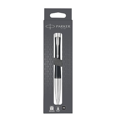 Ручка шариковая Parker «Urban Muted Black CT» черная, 1.0мм, поворотн., подарочная упаковка с европодвесом