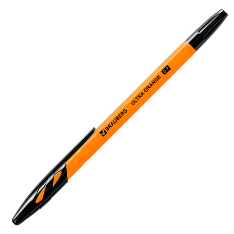 Ручка шариковая BRAUBERG «ULTRA ORANGE», ЧЕРНАЯ, узел 0.7 мм, чернила ГЕРМАНИЯ, наконечник ШВЕЙЦАРИЯ