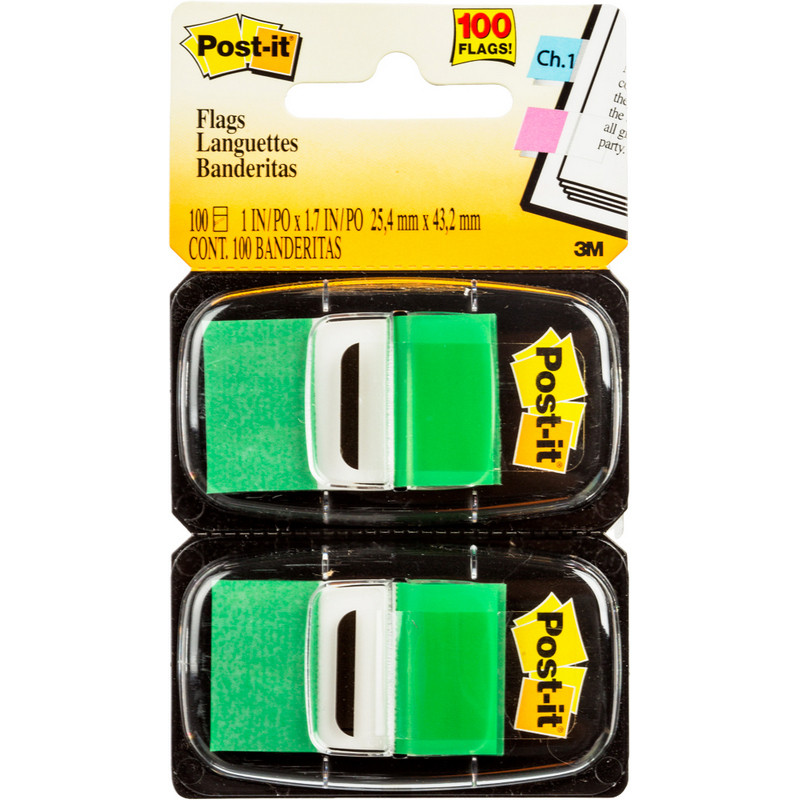 превью Клейкие закладки пласт. 1цв.по 100л. 25мм зелен Post-it