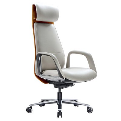 Кресло HAWASAN (ХАВАСАН) PREMIUM EX-820, синхромеханизм, слайдер, экокожа, белое/коричневое