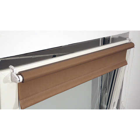 Штора рулонная светопроницаемая BRABIX 120×175 см, текстура «Лён», темно-бежевый, 606001