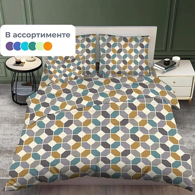 Постельное белье 1.5сп набивн. бязь 140г/м2 (нав.70×70 1 шт. ), микс