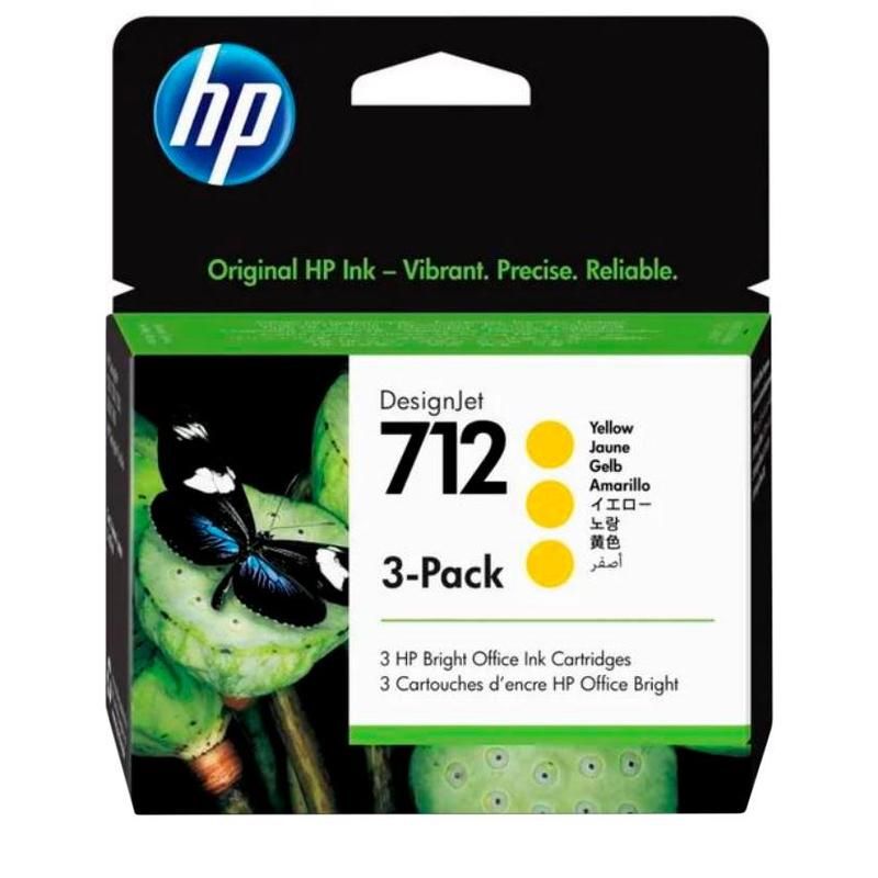превью Картридж струйный HP 712 3ED79A желтый оригинальный (3 штуки в упаковке)