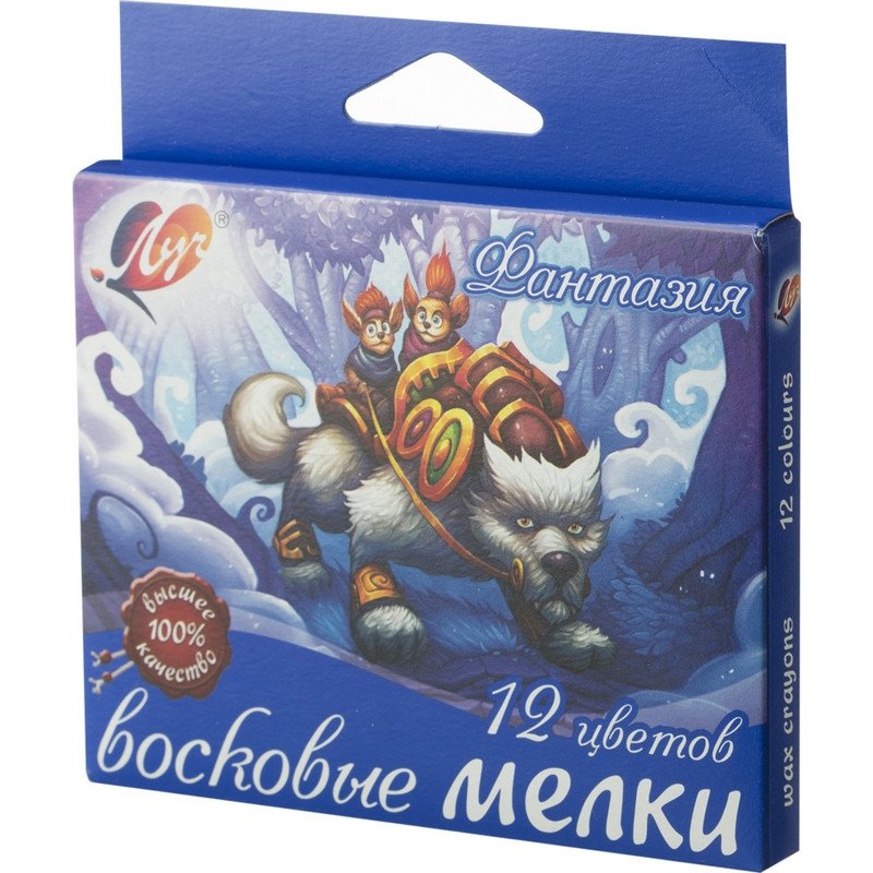 Восковые карандаши ЛУЧ «Фантазия», 12 цветов, на масляной основе, картонная упаковка с европодвесом