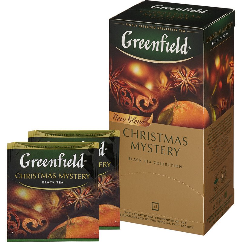 Чай GREENFIELD «Christmas Mystery» («Таинство Рождества»), черный с корицей, 25 пакетиков, по 1,5 г