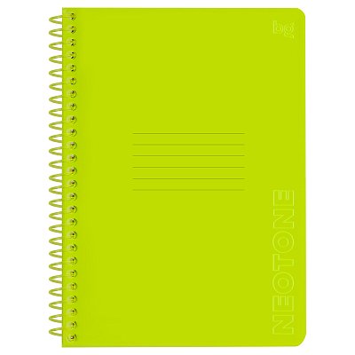 Тетрадь 96л., А5, клетка на пластиковом гребне, BG «Neon. Yellow», пластиковая обложка