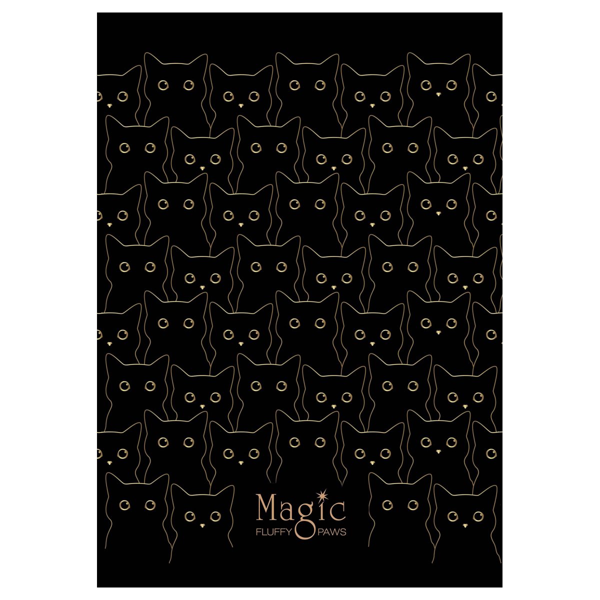 Тетрадь 40л., А5, клетка MESHU «Black cat», матовая ламинация, тиснение фольгой, ЕВРО