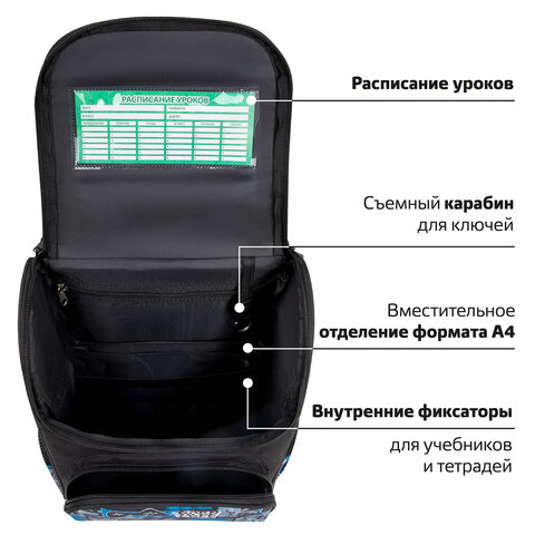 Ранец ПИФАГОР BASIC, 1 отделение, 3 кармана, эргономичная спинка, «Press play», 35×28х18 см