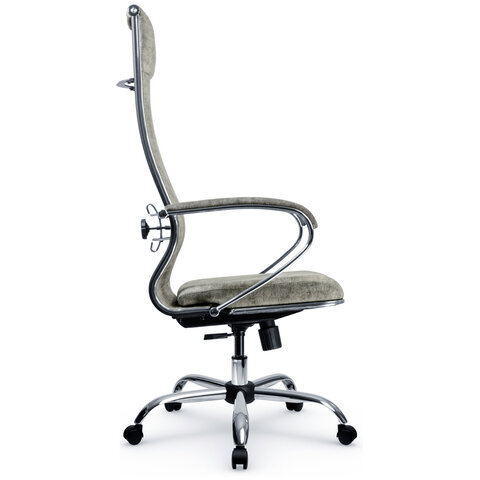 Кресло офисное МЕТТА «L1m 42»хромсиденье и спинка мягкиевелюрсветло-серое