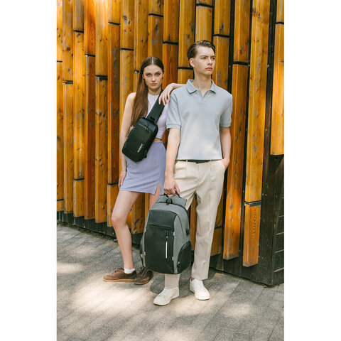 Рюкзак HEIKKI OUTLOOK (ХЕЙКИ) универсальный, отделение для ноутбука, серый, 46×32x16 см