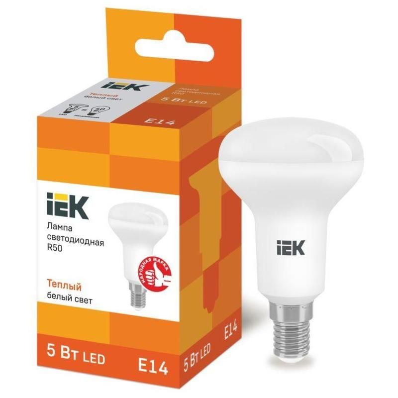 Лампа светодиодная IEK ECO R 5Вт E14 3000К 450Лм 230В LLE-R50-5-230-30-E14