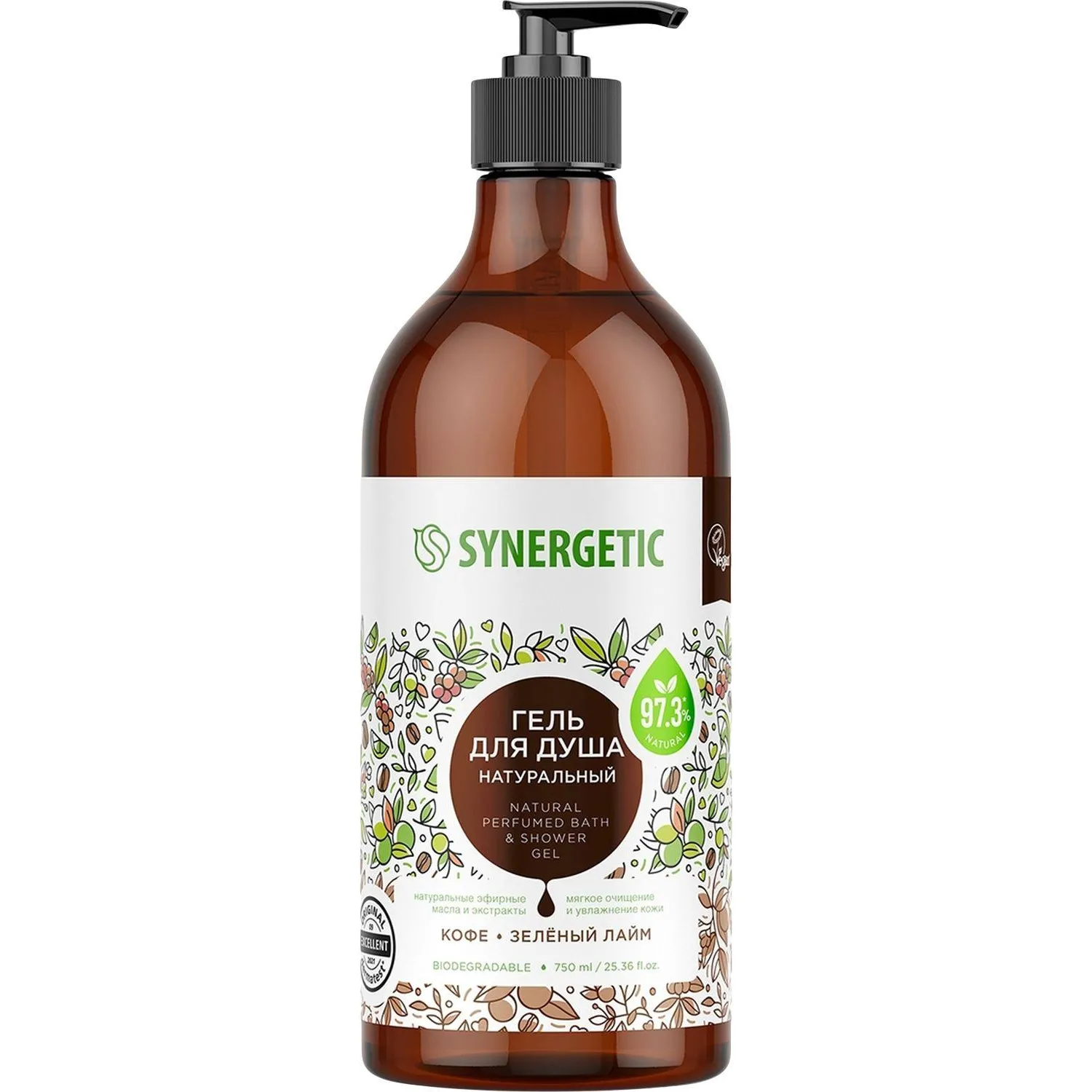 Гель для душа Synergetic Кофе и зелёный лайм 750 мл