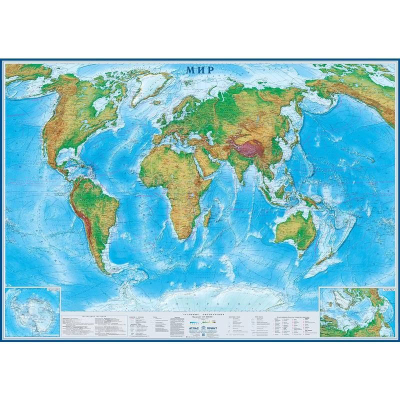 Настенная карта Мира политико-физическая 1:17 000 000 - купить в Москвеоптом и в розницу в интернет-магазине Deloks