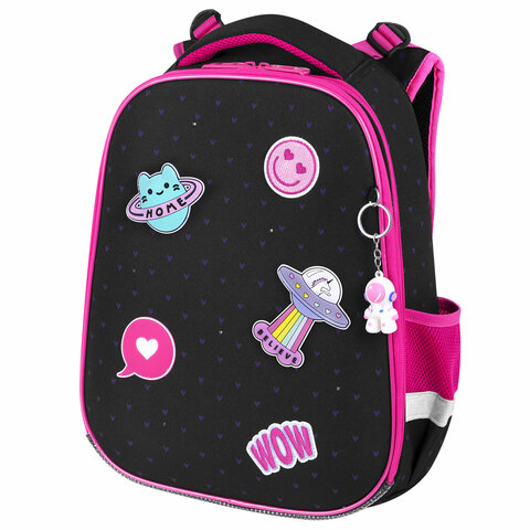 Ранец BRAUBERG PREMIUM, 2 отделения, с брелоком, «Space sweets», LED-ЛАМПОЧКИ, 38×29х16 см