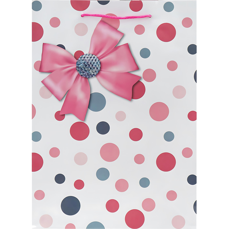 Пакет подарочный глянц. лам. Optima 22×31x10 см (ML)Роз. бант,128г ППК-4411