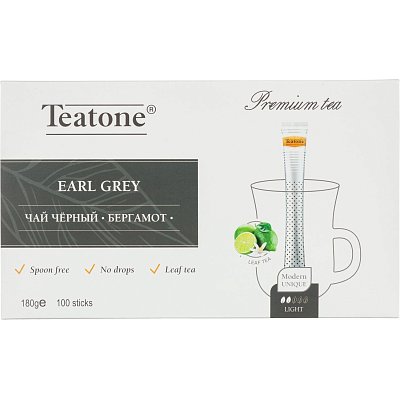 Чай Аромат бергамота TEATONE черный в металл. стике, 100шт/уп. 198