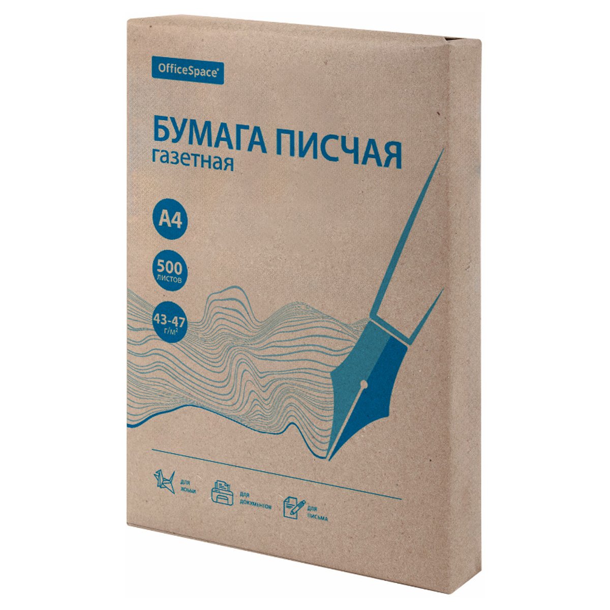 превью Бумага писчая газетная OfficeSpace, А4, 500л., 43-47/м2, 60%