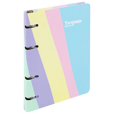 Тетрадь на кольцах А5 160×212 мм, 120 л., картон, матовая ламинация, клетка, BRAUBERG, кросс-серия PASTEL
