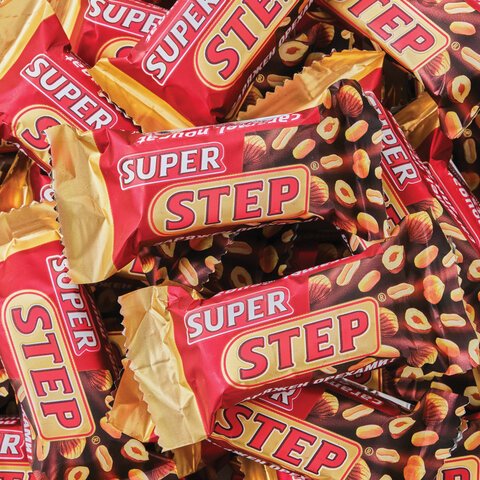 Конфеты шоколадные СЛАВЯНКА «Super Step» двухслойные, нуга с арахисом, 1000 г, пакет
