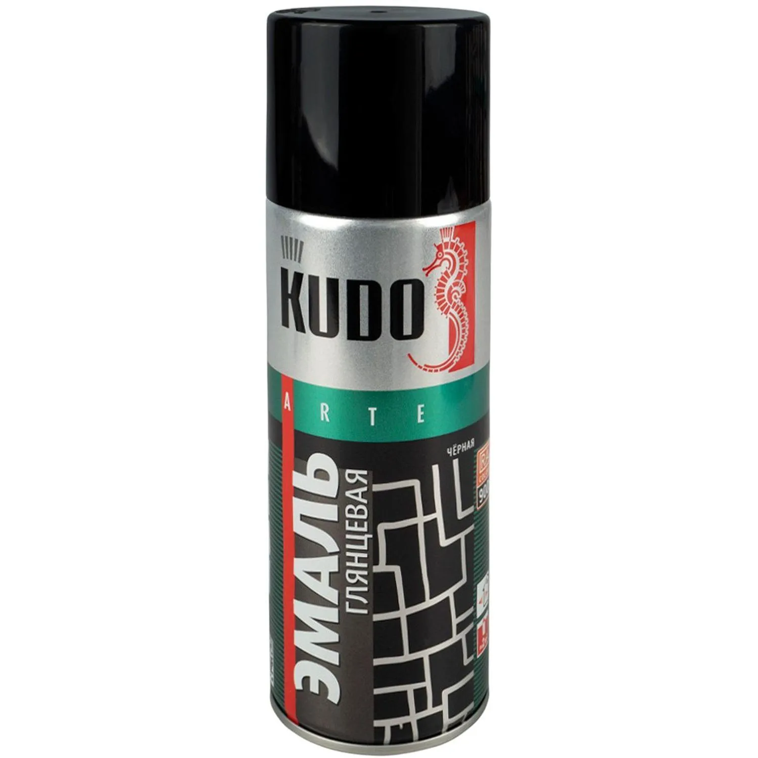Краска аэрозоль черная глянц. 520 м л (1/12)( kudo ku-1002)