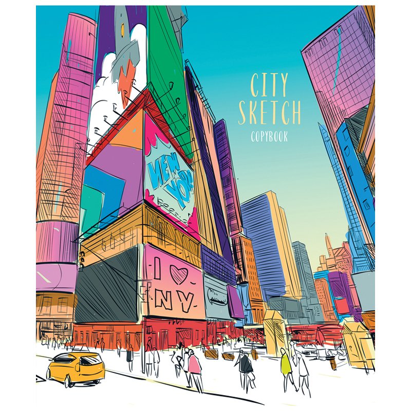 Тетрадь 96л., А5, клетка ArtSpace «Путешествия. City sketch», глянцевый УФ-лак