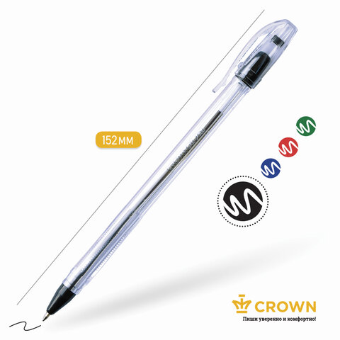 Ручка шариковая масляная CROWN «Oil Jell», ЧЕРНАЯ, узел 0.7 мм, линия письма 0.5 мм