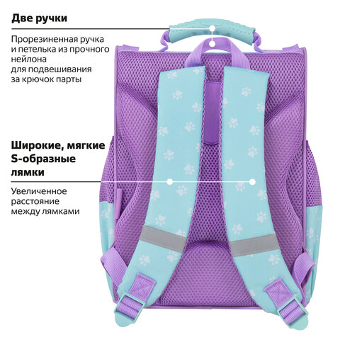 Ранец ПИФАГОР BASIC, 1 отделение, 3 кармана, эргономичная спинка, «Cat friends», 35×28х18 см