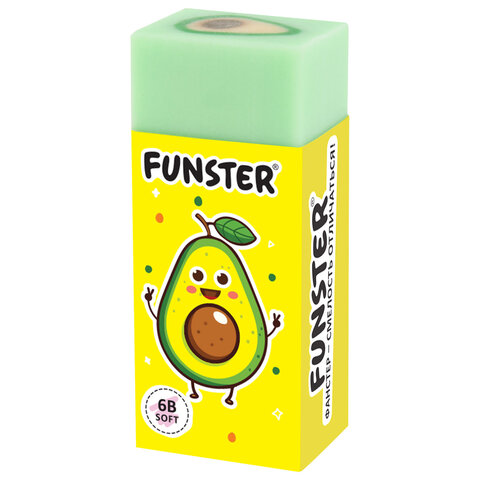 Ластики FUNSTER (ФАНСТЕР) «AVOCADO», НАБОР 3 штуки, 50×21х16 мм, прямоугольные, картонный держатель, экологичный ПВХ, блистер
