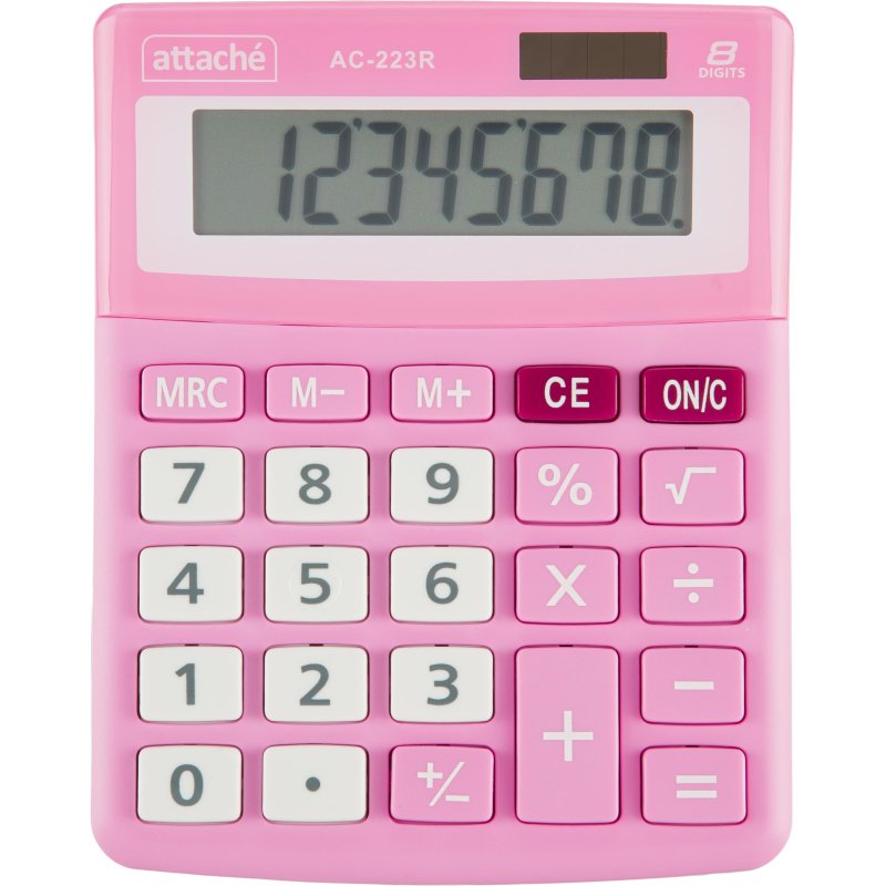 Калькулятор настольный КОМП Attache, AС-223R,8р, дв. пит, розовый,134×107x34