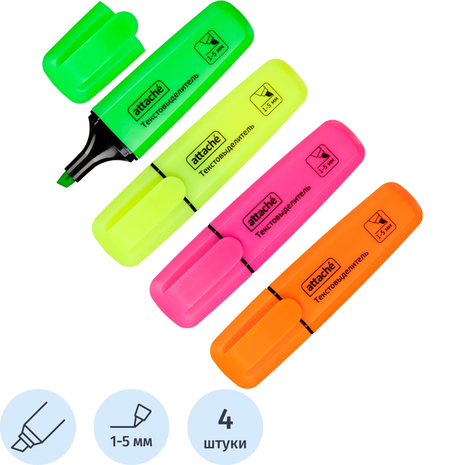 превью Набор текстовыделителей Attache Palette (толщина линии 1-5 мм, 4 цвета)