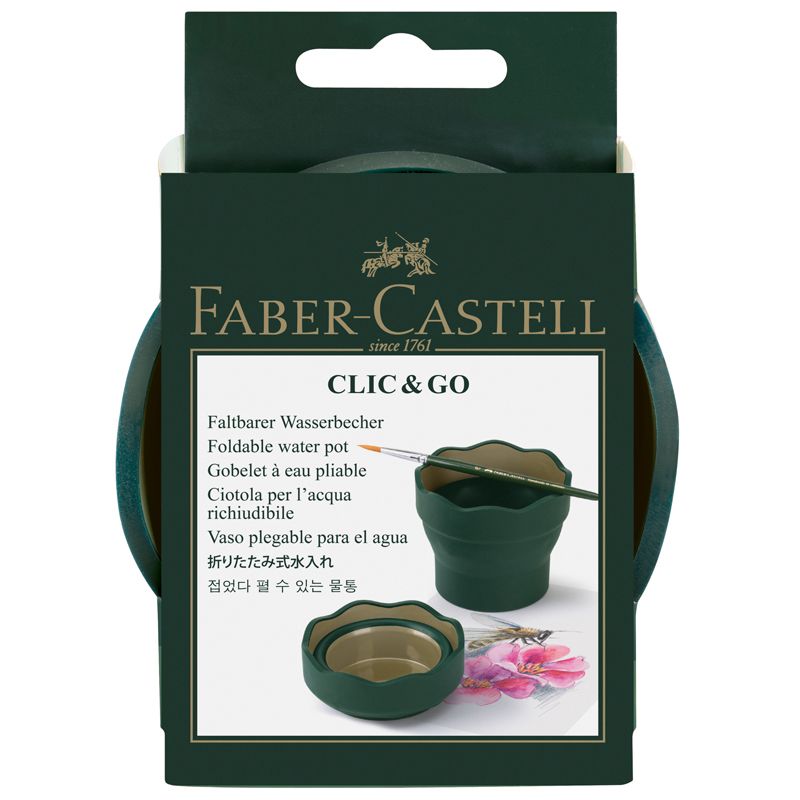 превью Стакан для воды Faber-Castell «Clic&Go», складной, темно-зеленый