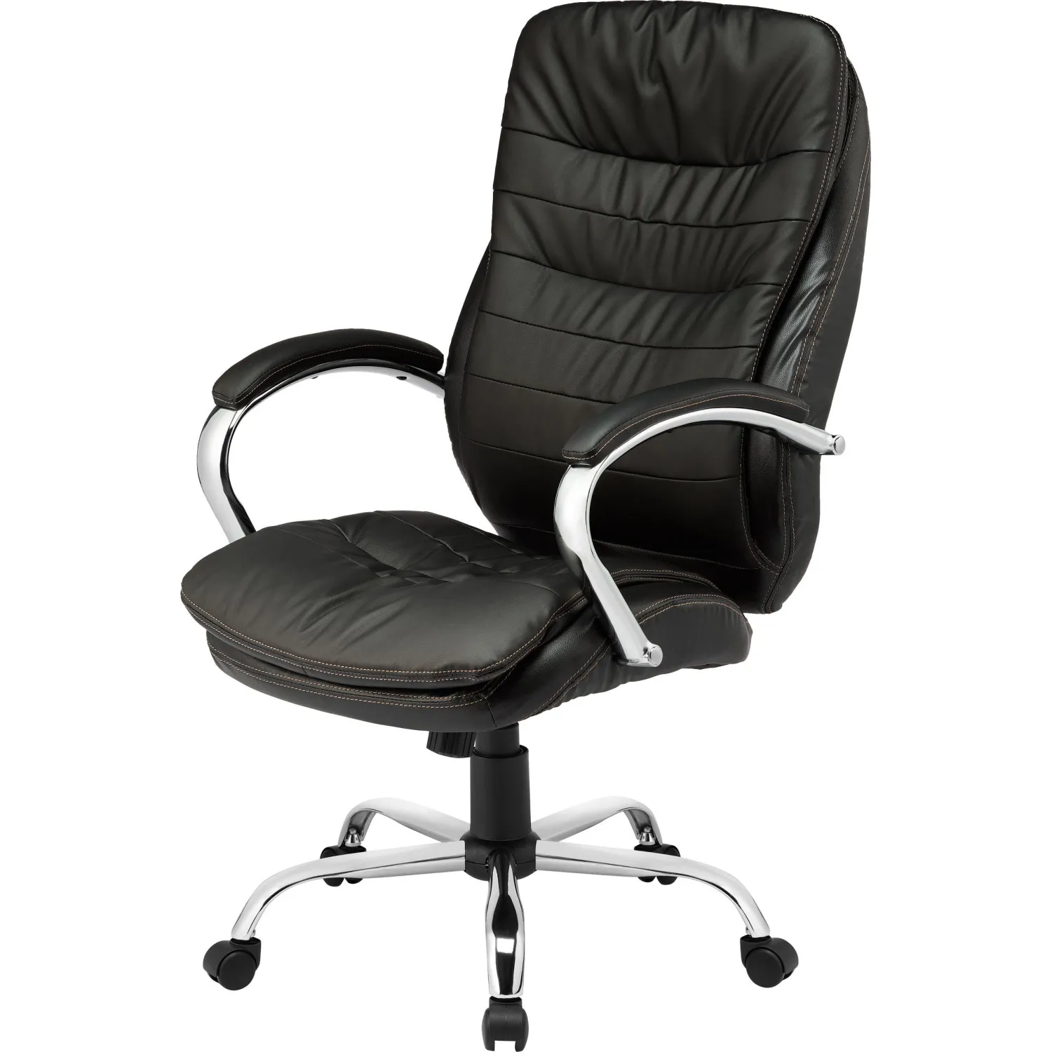 превью Кресло для руководителя Комус Мебель (Easy Chair) 515 чёрное (рециклированная кожа, металл хромированный)