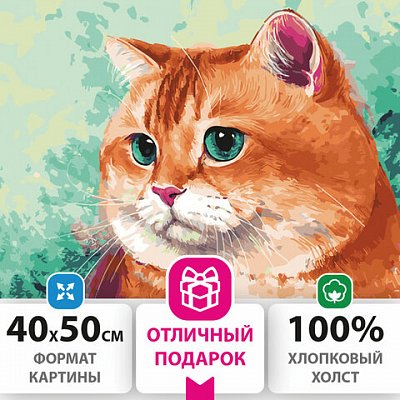 Картина по номерам 40×50 см, ОСТРОВ СОКРОВИЩ «Изумрудный взгляд», на подрамнике, акриловые краски, 3 кисти